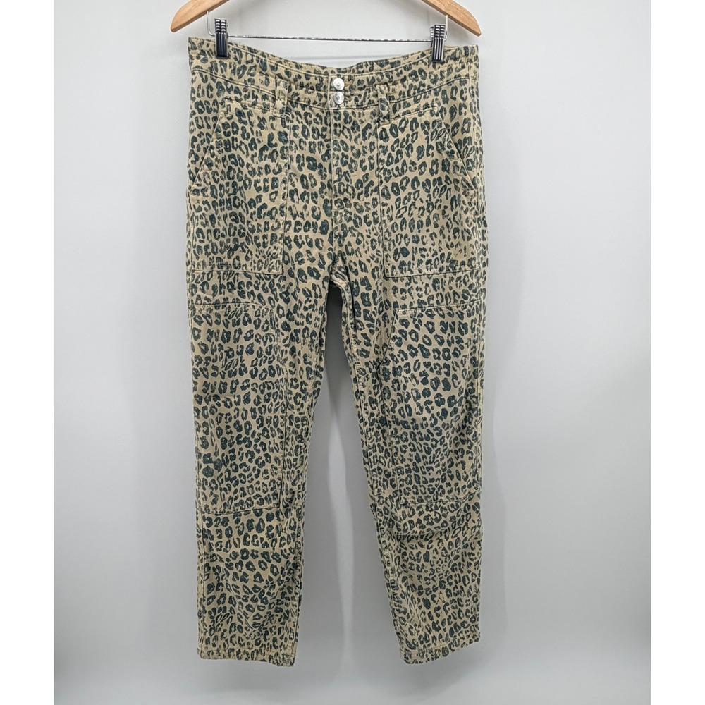 Pilcro The Wanderer Jeans Women's 30 Leopard Print Relaxed-Leg double knee - Picture 2 of 10